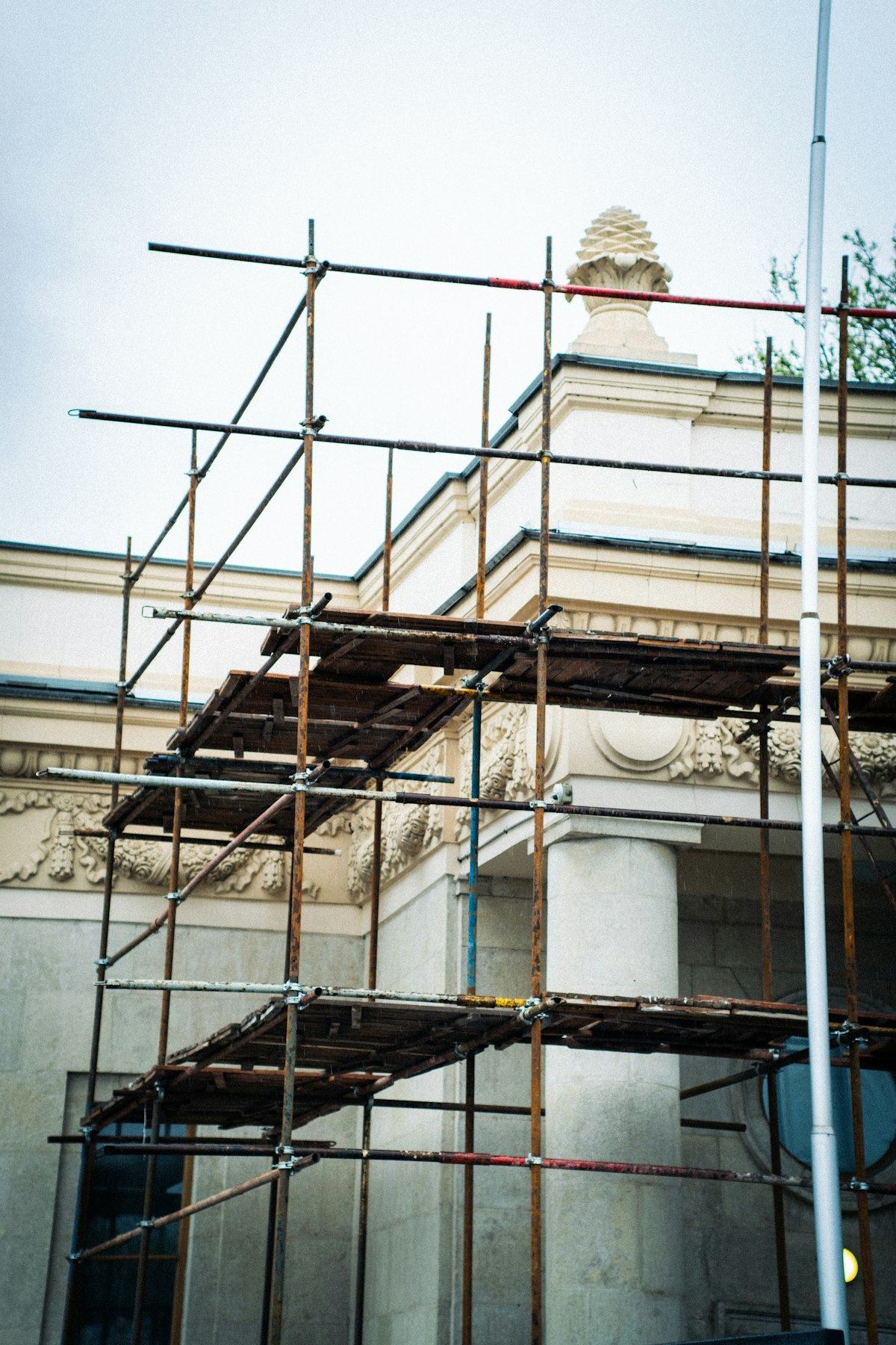 Illustrative scaffolding around a building